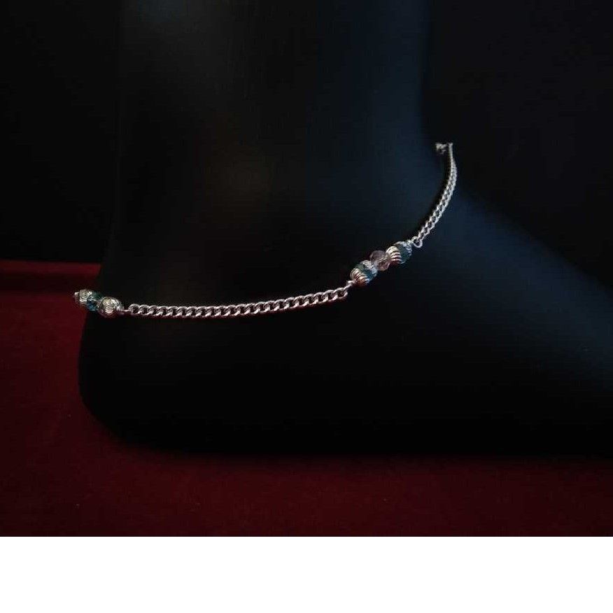 Silver Natural Moti Anklets (Payal)