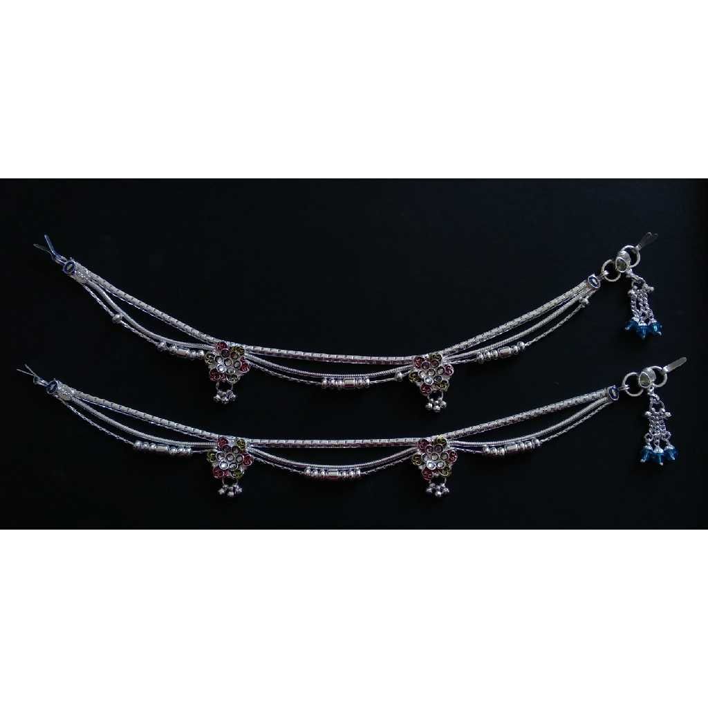 Silver Indian 3 Line Designer Payal