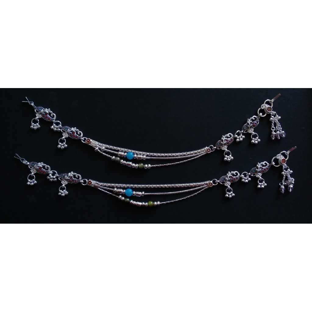 Silver Indian Moti 3 Line Stylish Payal