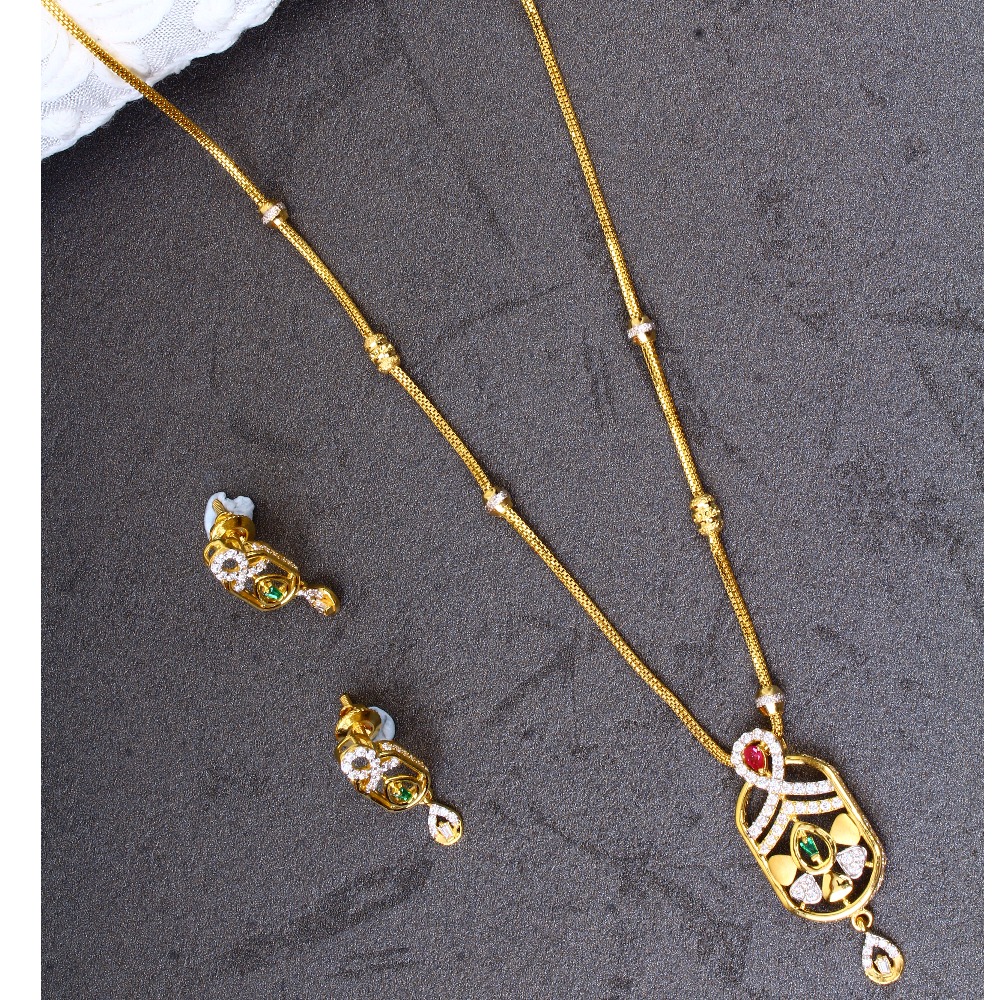 gold pink cZ diamond Pendant set 7