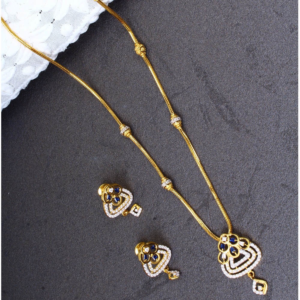18k Yellow Gold Divine Necklace Set For Womens