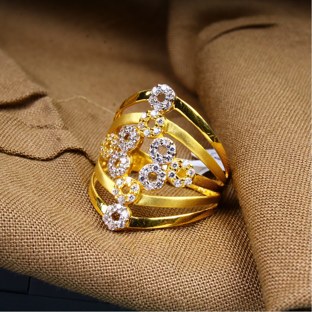 gold multilayers cZ diamond Ladies ring 129