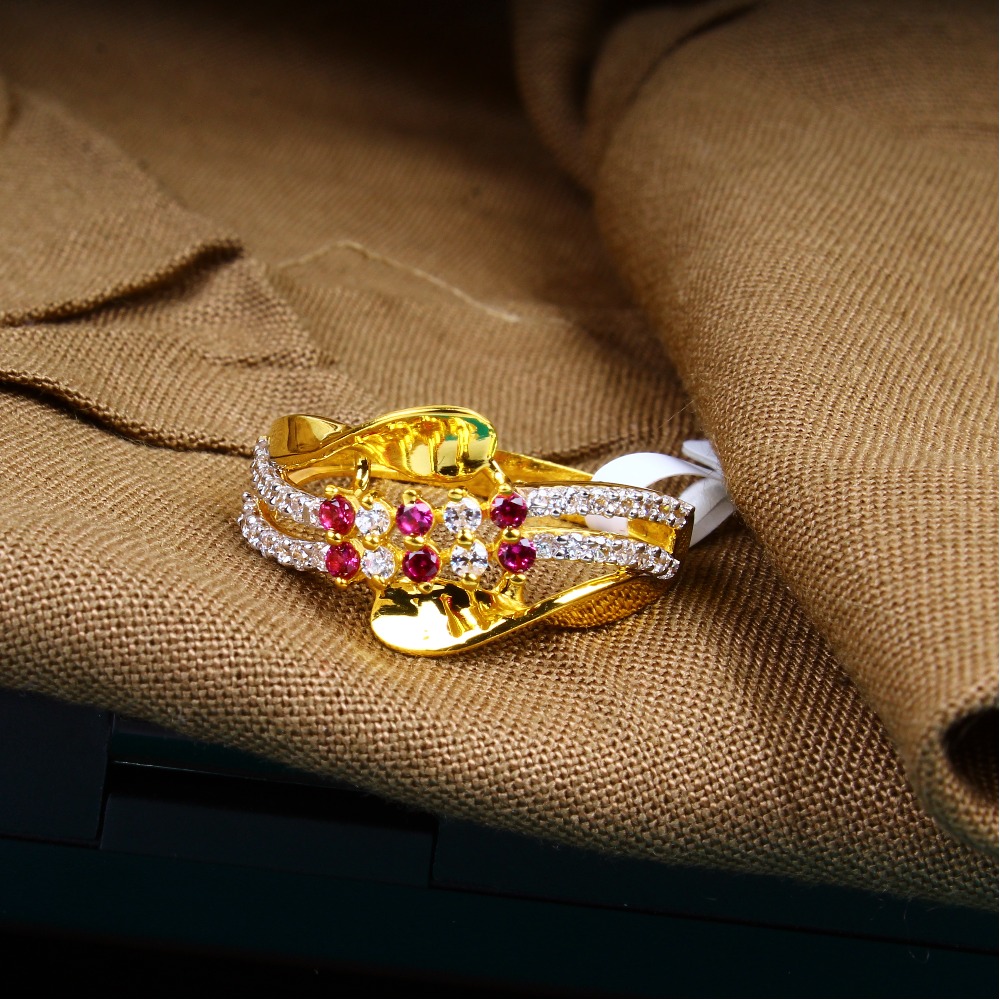 gold regular pink stone cZ diamond  Ladies ring 126