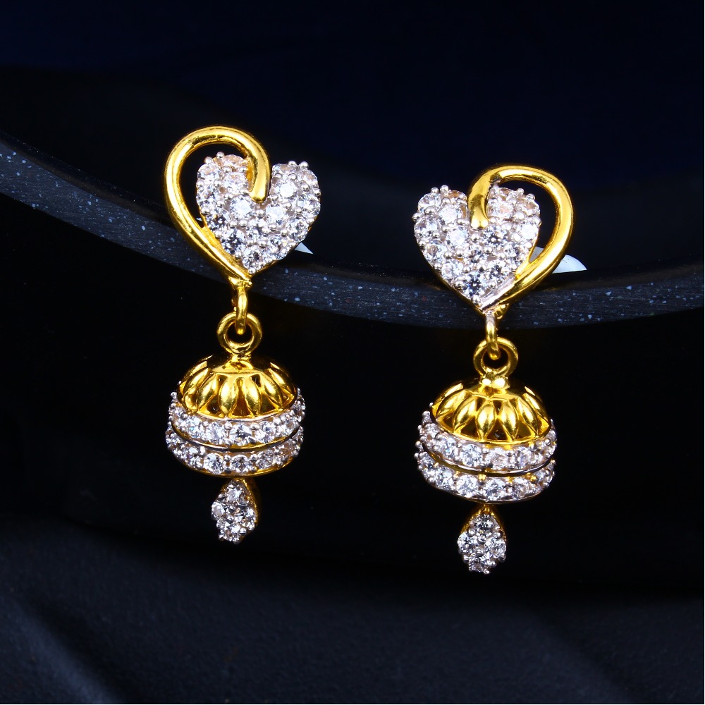 Gold CZ Heart Earrings 27