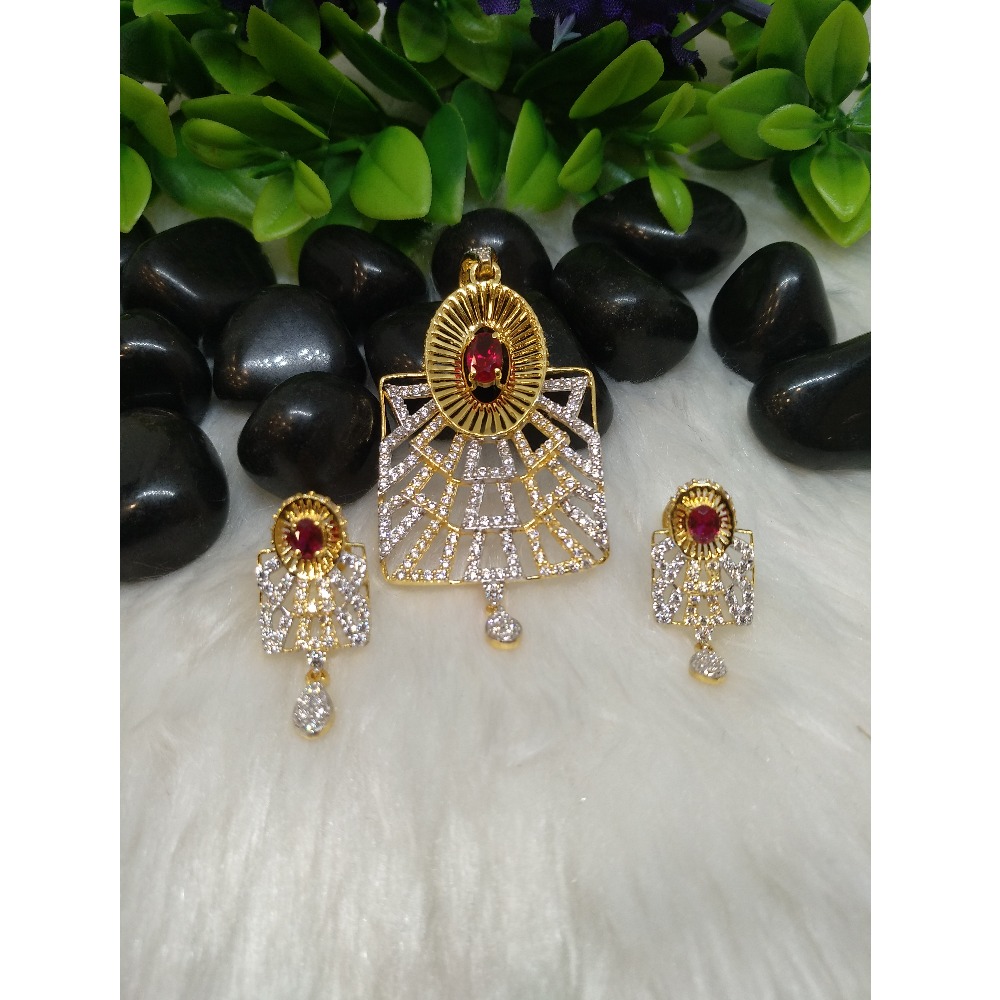 916 Gold CZ Signetic Pendant Set PO-P004