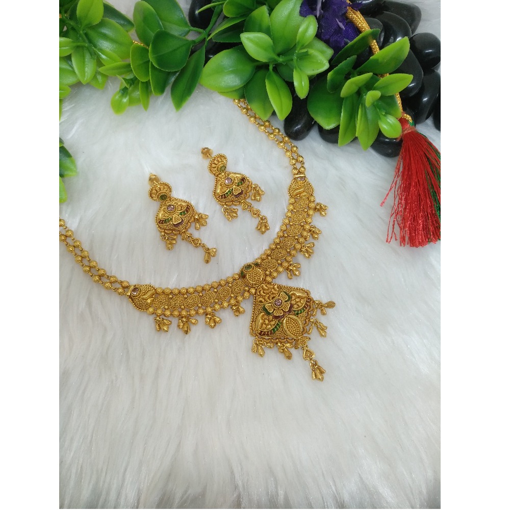 916 Gold Antique Short Necklace Set PO-N010