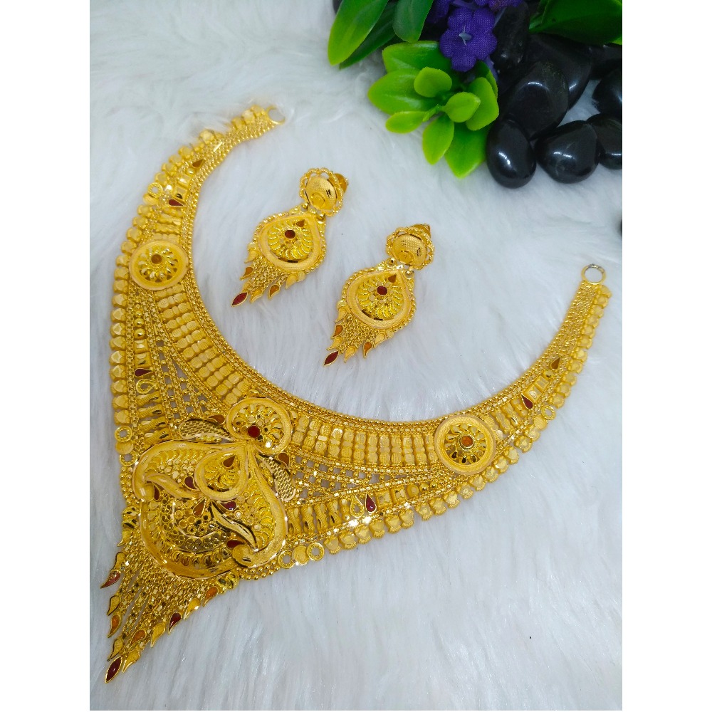 22K Gold Fancy Short Necklace Set PO-N008