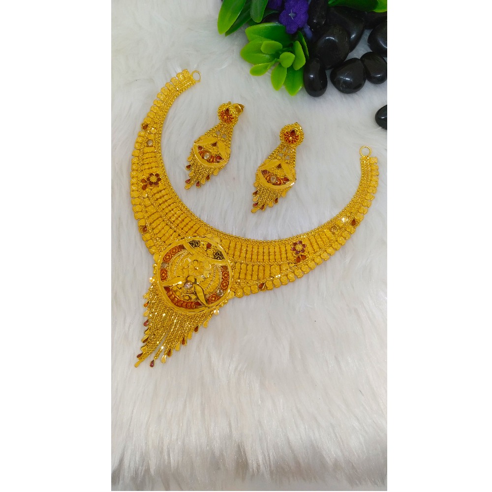 916 Gold Designer Short Necklace Set PO-N006