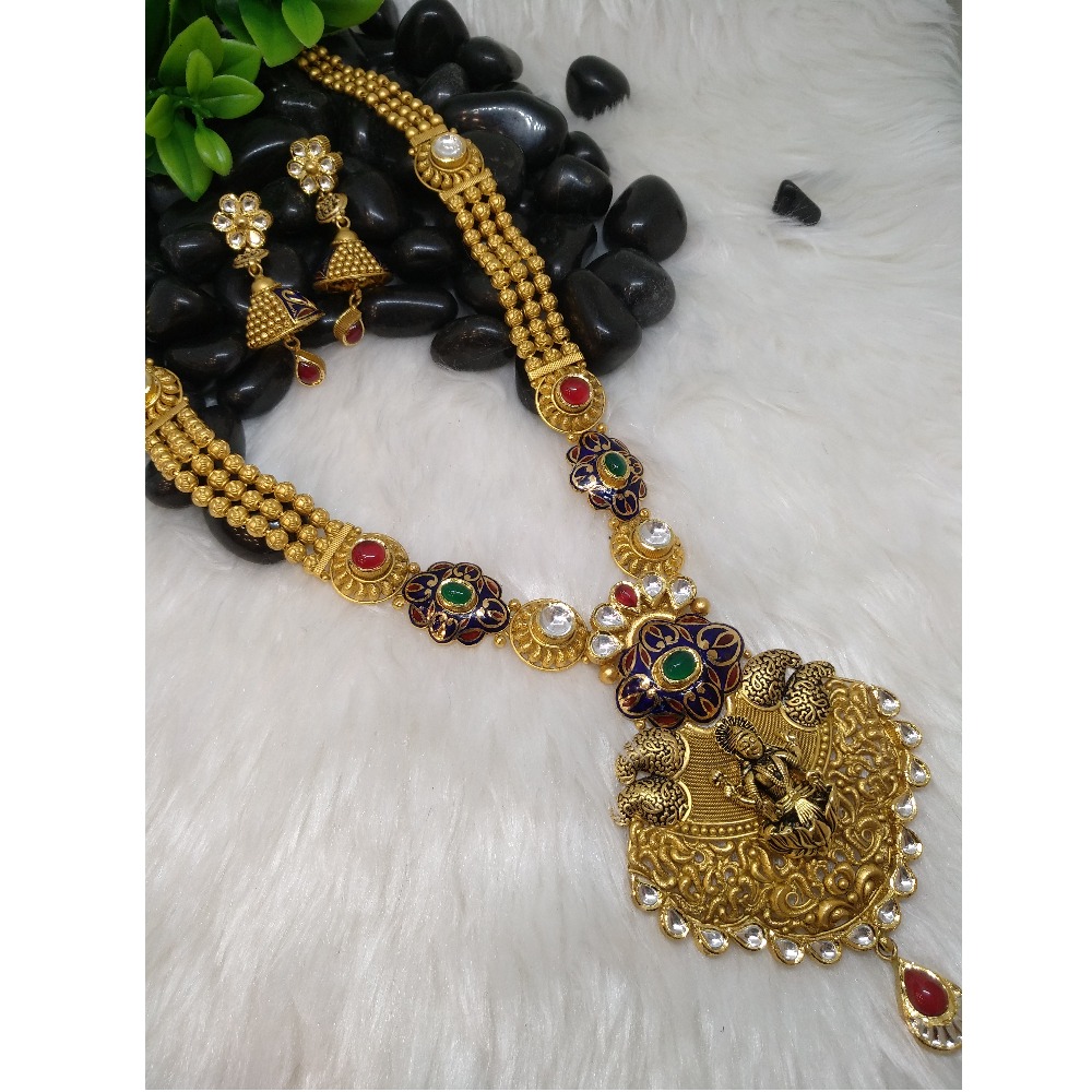 22Kt Gold Antique Long Necklace Set PO-N002