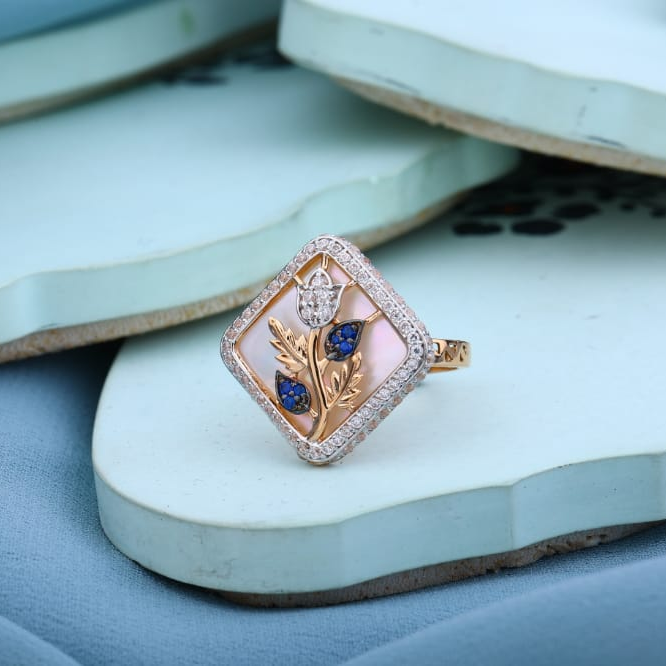 18KT Rose Gold Hallmark Ladies Ring RLR980