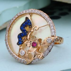 750 Rose Gold CZ Hallmark Stylish Ladies Ring RLR971
