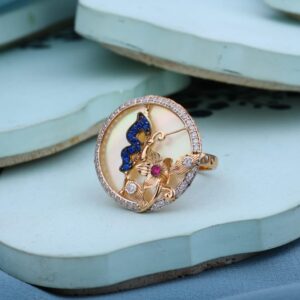 750 Rose Gold CZ Hallmark Stylish Ladies Ring RLR971