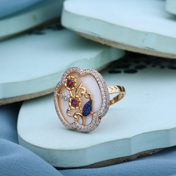 750 Rose Gold CZ Hallmark Delicate Ladies Ring RLR967