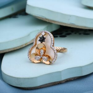750 Rose Gold CZ Hallmark Classic Ladies Ring RLR965