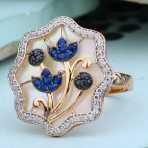 750 Rose Gold CZ Hallmark Ladies Ring RLR964