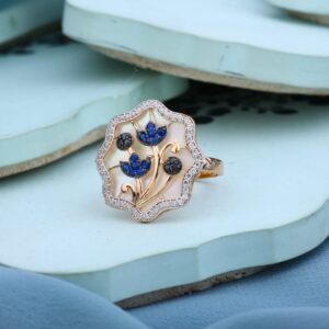 750 Rose Gold CZ Hallmark Ladies Ring RLR964