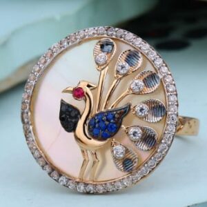 750 Rose Gold CZ Stylish Ladies Ring RLR963