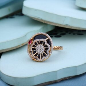 750 Rose Gold CZ Fancy Ladies Ring RLR961