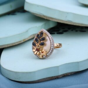 750 Rose Gold CZ Exclusive Ladies Ring RLR960