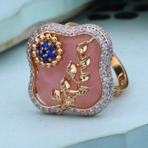 750 Rose Gold CZ Delicate Ladies Ring RLR959