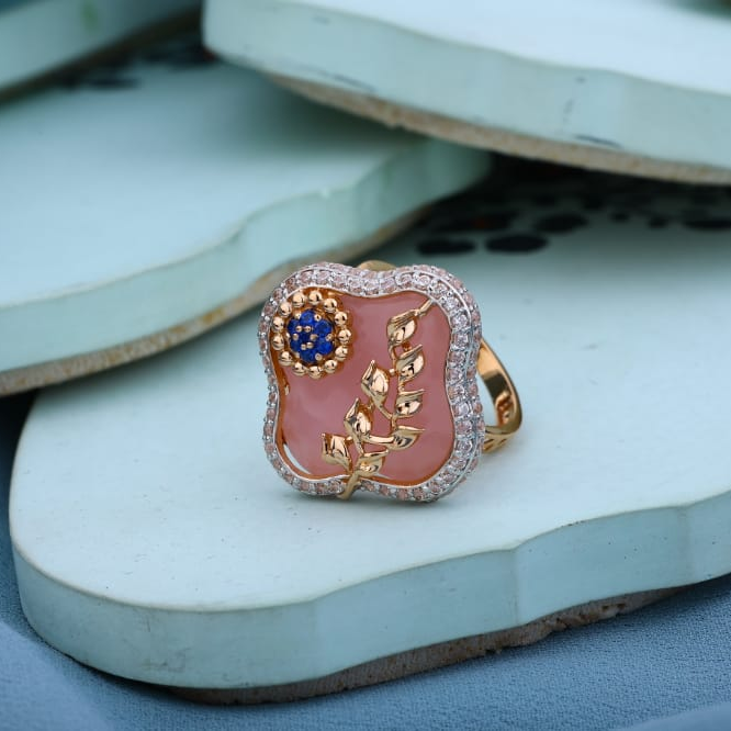 750 Rose Gold CZ Delicate Ladies Ring RLR959
