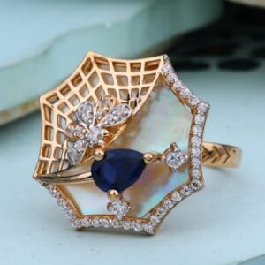 750 Rose Gold CZ Designer Ladies Ring RLR958