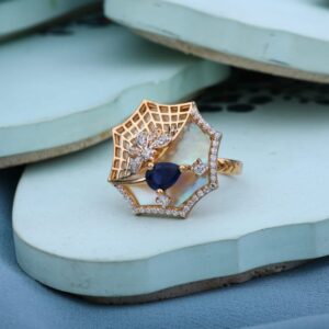 750 Rose Gold CZ Designer Ladies Ring RLR958