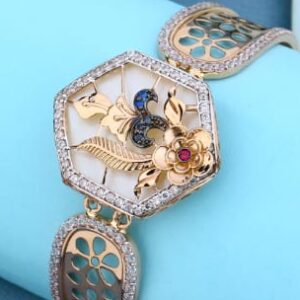 750 Rose Gold CZ Ladies Fancy Kada RLKB454