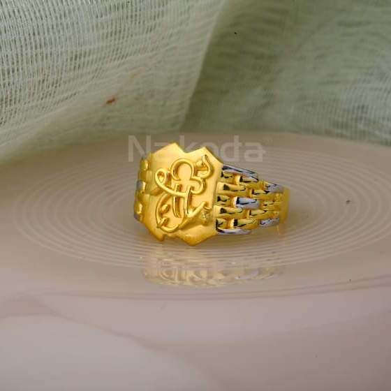 916 Gold CZ Mens Designer Plain Ring MPR288