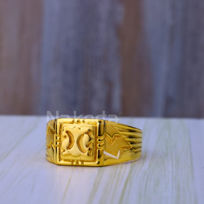 916 Gold Hallmark Stylish Mens Plain Ring MPR285