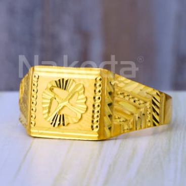 916 Gold Mens Delicate Plain Ring MPR271 - Image 2