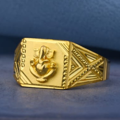 22KT Gold Hallmark Delicate Mens Plain Ring MPR249 - Image 2