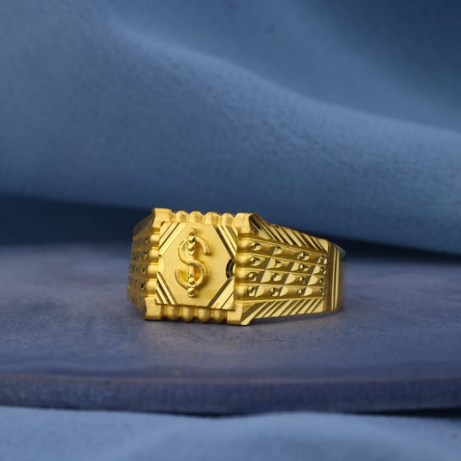 22KT Gold Mens Stylish Plain Ring MPR245