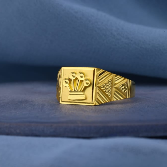 22KT Gold CZ Hallmark Stylish Mens Plain Ring MPR221