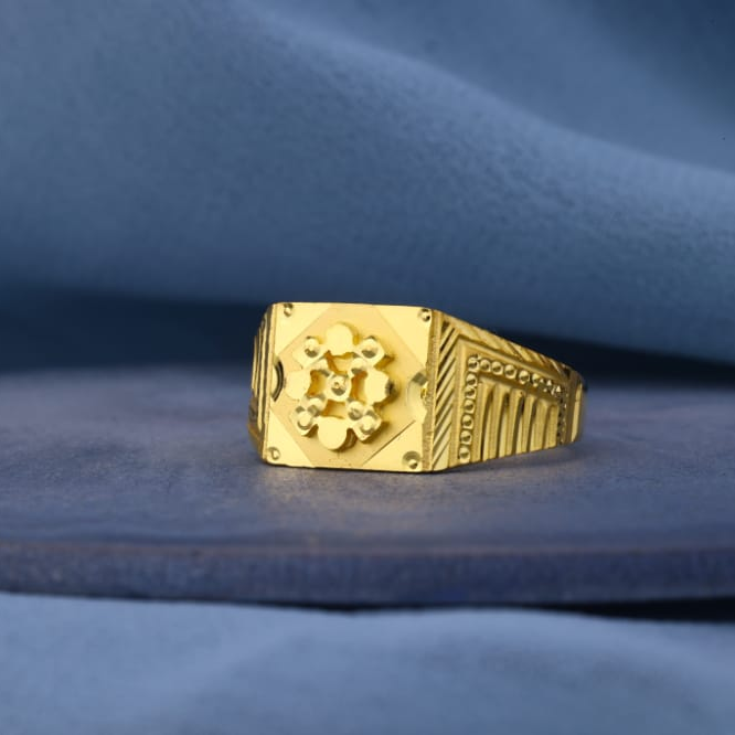 22KT Gold CZ Hallmark Fancy Mens Plain Ring MPR219