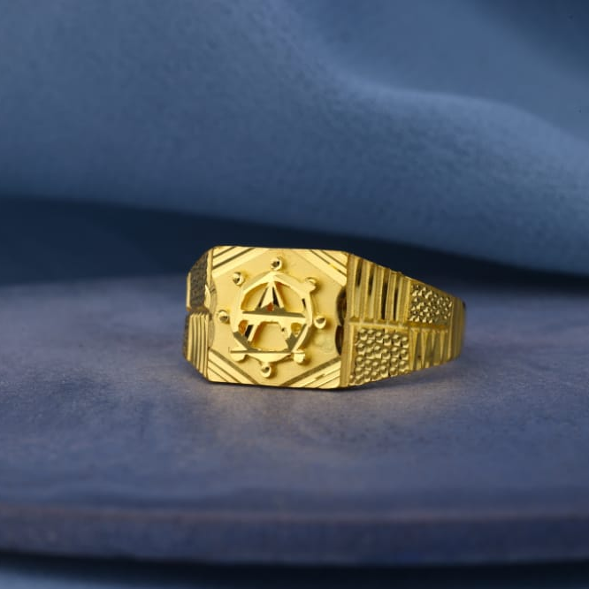 22KT Gold CZ Mens Fancy Plain Ring MPR211