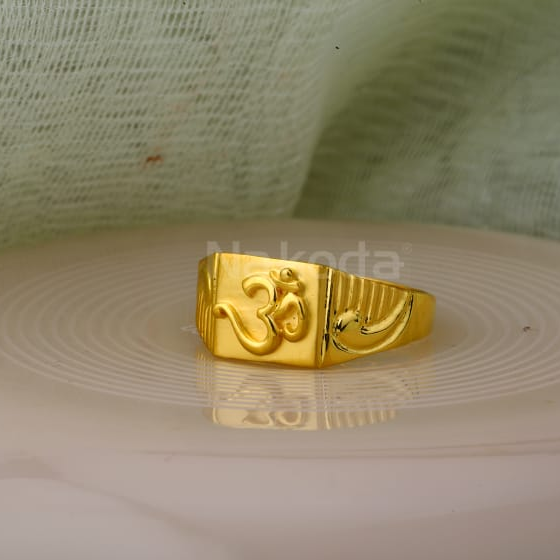 916 Gold CZ Mens Designer Plain Ring MPR180