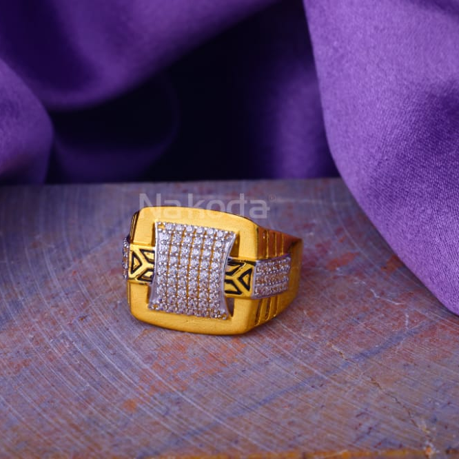 916 Gold CZ Mens Classic Ring MR965