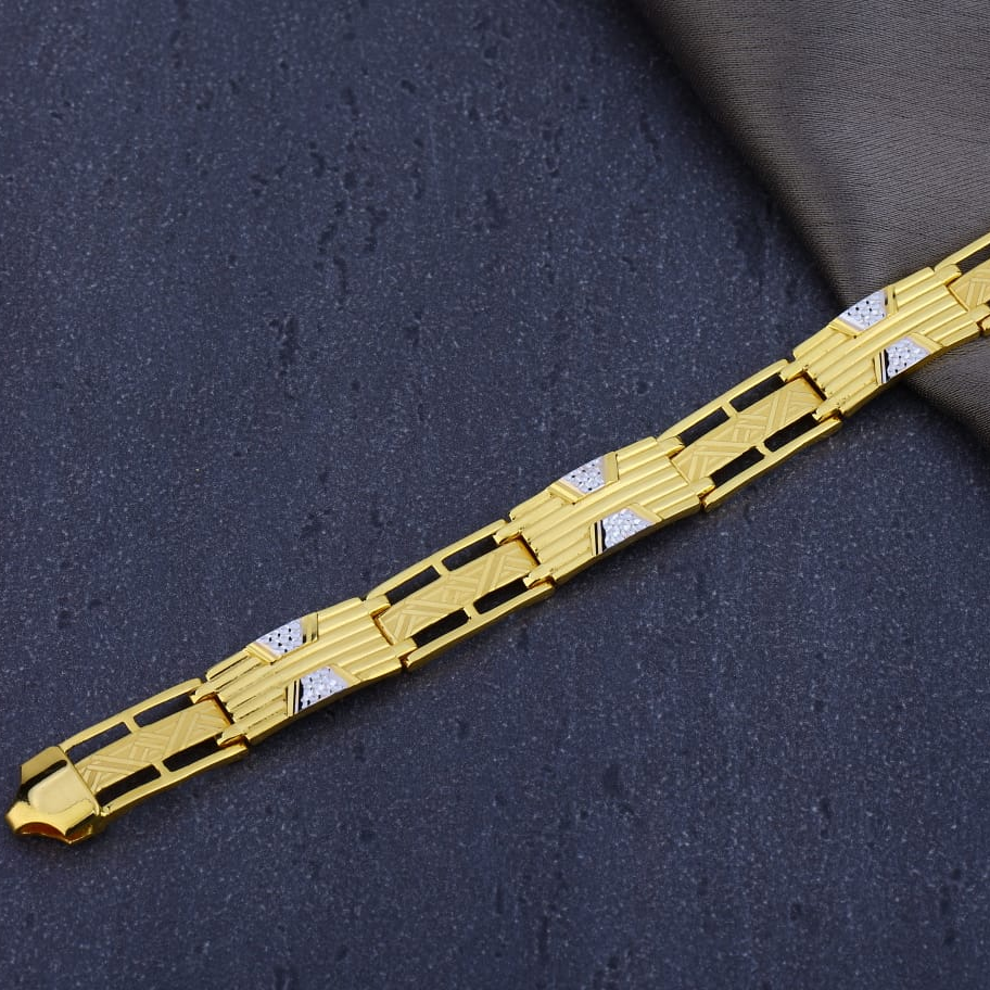 916 gold hallmark mens designer plain bracelet mpb300