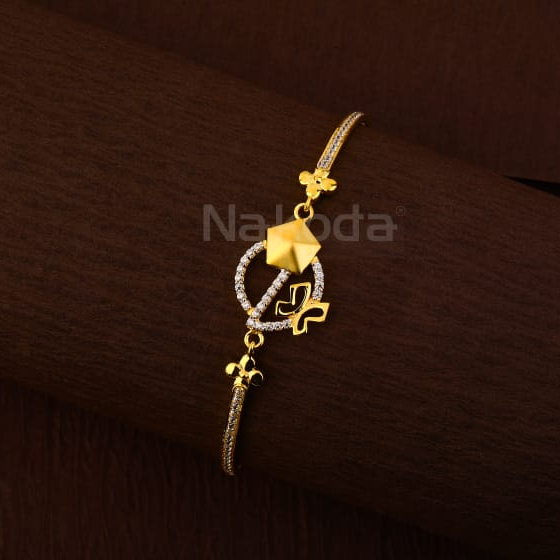 750 Gold CZ Hallmark Ladies Delicate Kada Bracelet LKB209