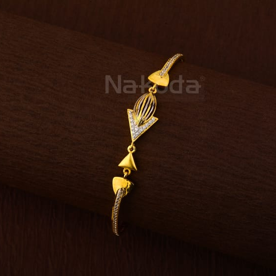 750 Gold CZ Ladies Kada Bracelet LKB199