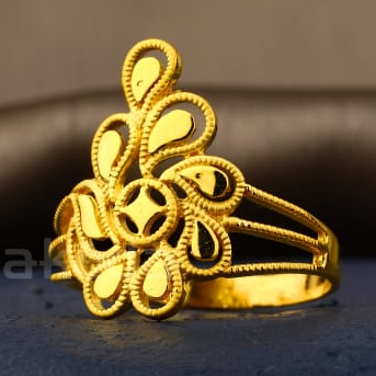 916 Gold Ladies Delicate Plain Ring LPR557 - Image 2
