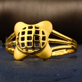 22KT Gold CZ Delicate Ladies Plain Ring LPR541 - Image 2