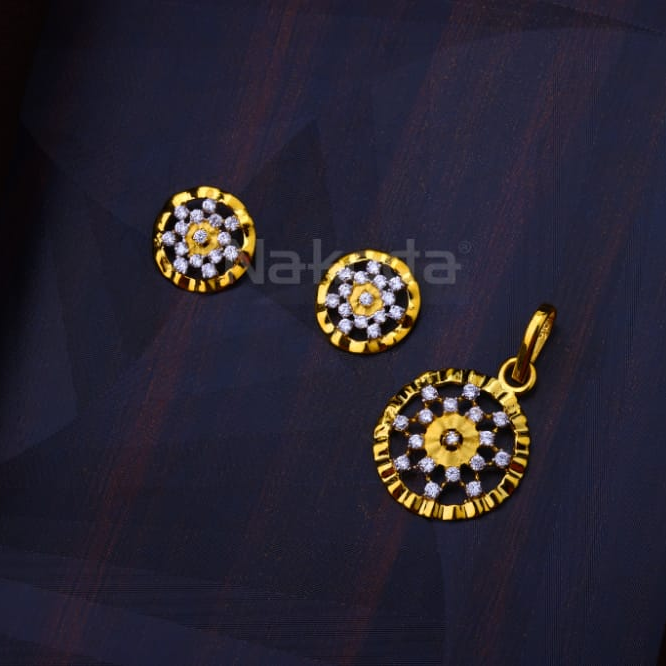 22kt gold cz ladies fancy pendant set fps537
