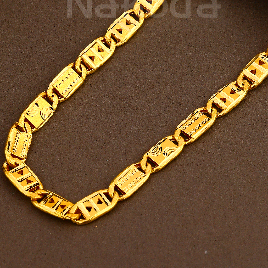 22KT Gold Gentlmen's Designer choco Chain MCH35 - Image 2