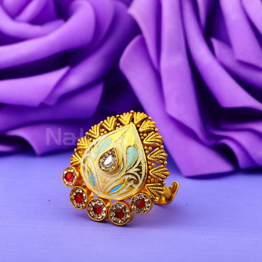 916 Gold CZ Hallmark Antique Ladies Designer Ring LAR316