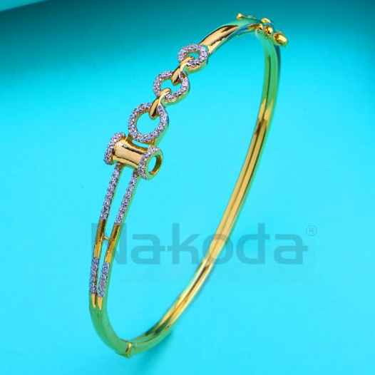750 Gold CZ Hallmark Ladies Kada Bracelet LKB225
