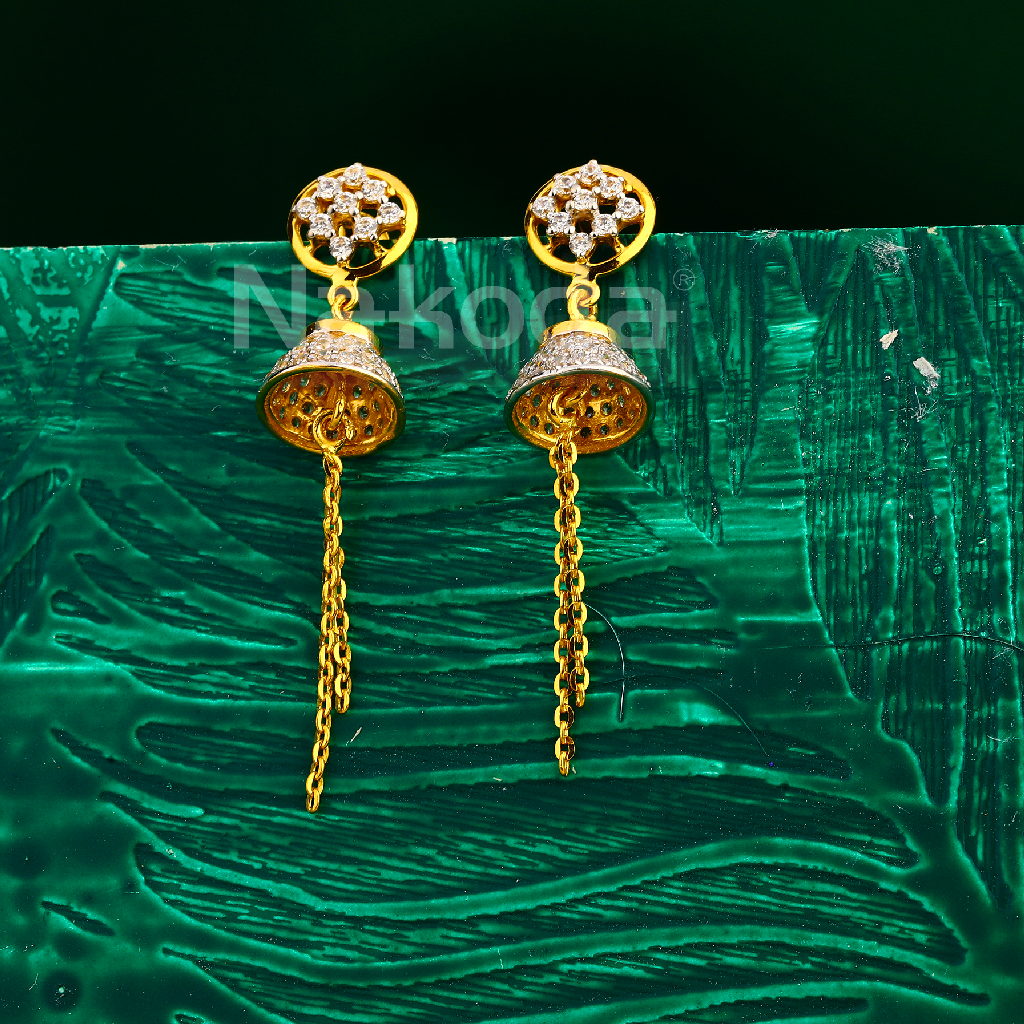 22CT Gold CZ Women's Fancy Jhummar Earring LJE422