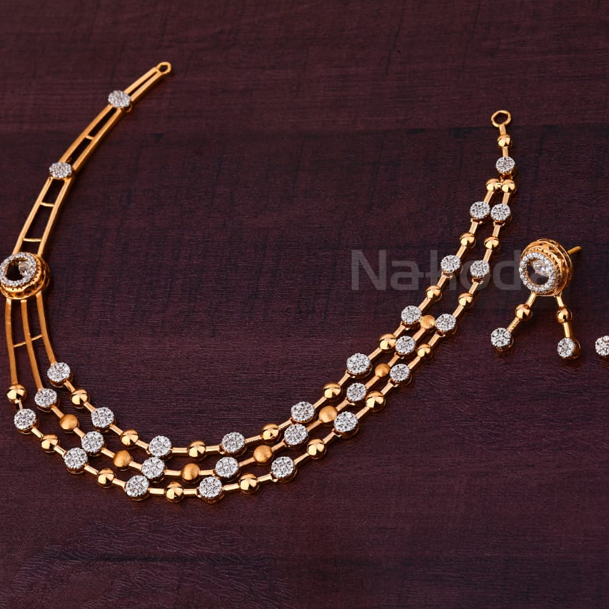 750 Rose Gold CZ Ladies Stylish Necklace Set RN391