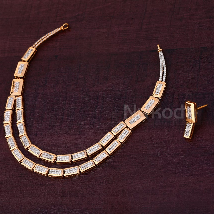 750 Rose Gold CZ Ladies Delicate Necklace Set RN396
